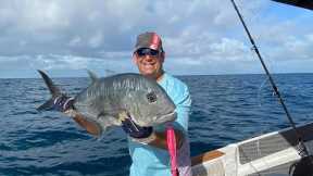 Fishing a  remote reef with Captain Salty and Hooked Bluewater Tackle